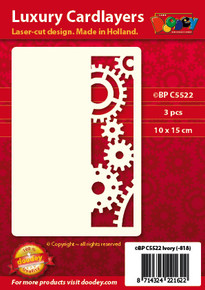 Luxury Cardlayers 3pc A6 Vertical Gears and Cogwheels Ivory 10x15cm Laser-Cut Card