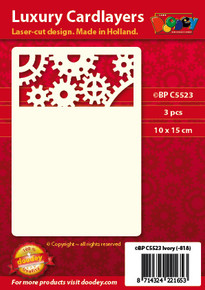 Luxury Cardlayers 3pc A6 Horizontal Gears and Cogwheels Ivory 10x15cm Laser-Cut Card