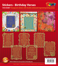 VERSES Gold N61 Birthday GS625861 Peel Stickers One Sheet with 6 Stickers