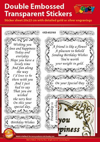 VERSES Silver Birthday GS652102 Peel Stickers One Sheet with 5 Stickers