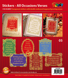 VERSES Silver 03 All Occasion GS652803 Peel Stickers One Sheet with 6 Stickers