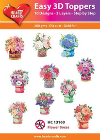 Hearty Crafts- Easy 3D Toppers- 10 designs- Flower Boxes