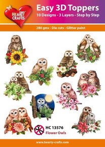 Hearty Crafts- Easy 3D Toppers Flower Owls- 10 designs