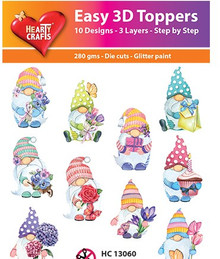 Hearty Crafts- Easy 3D Toppers Gnomes in Spring- 10 designs