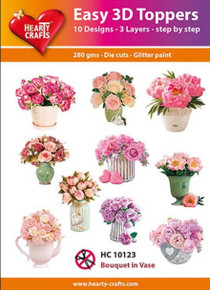 Hearty Crafts- Easy 3D Toppers- 10 designs- Bouquet in Vase