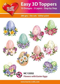 Hearty Crafts- Easy 3D Toppers- 10 designs- Flowers with Easter Eggs