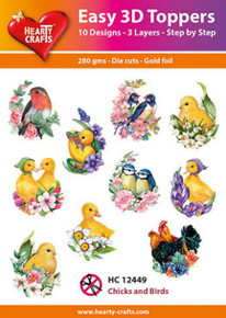 Hearty Crafts- Easy 3D Toppers- 10 designs- Chicks and Birds