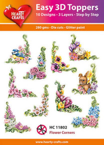 Hearty Crafts- Easy 3D Toppers- 10 designs- Flower Corners