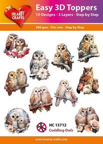 Hearty Crafts- Easy 3D Toppers Cuddling Owls- 10 designs