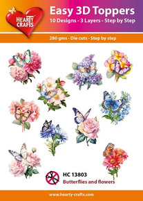 Hearty Crafts- Easy 3D Toppers Butterflies and Flowers- 10 designs