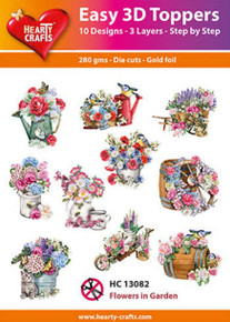 Hearty Crafts- Easy 3D Toppers- 10 designs- Flowers in Garden