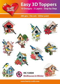 Hearty Crafts- Easy 3D Toppers- 10 designs- Birdhouses in Winter