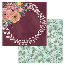 Bo Bunny- Willow & Sage- 12x12 Double-sided Paper- Wreath- 2pc