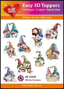 Easy 3D - Winter Gnomes- 10 Large Toppers 3-Layers Each for Card Making
