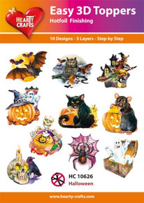 Easy 3D-Toppers Halloween - 10 Large Toppers 3-Layers Each 8x8cm for Card Making