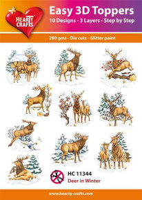 Easy 3D-Toppers Deer in Winter - 10 Large Toppers 3-Layers