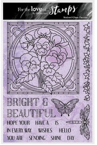 Hunkydory For the Love of Stamps- Stained Glass Pansies - A5 Stamp Set