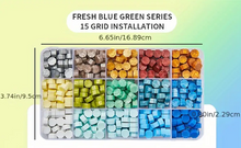 Sealing Wax 15-Grid Box Octagon Shape Fresh Blue Green Wax Beads