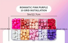 Sealing Wax Pellets in 10-Grid Storage box Romantic Pink Purple
