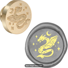Sealing Wax Seal Stamp -Brass Dragon Moon Stars