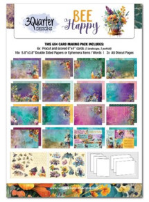 3Quarter Designs- Bee Happy- 6x4 Card Pack
