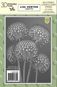 Lisa Horton Crafts- 3D Embossing Folder & 1 outline Die by Lisa- 5"x7"- Blooming Coneflower Stems