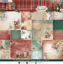 Studio Light- Jenine's Mindful Art Collection- Festive Nostalgia- 8x8 Paper Pad- Background Designs Paper Pad