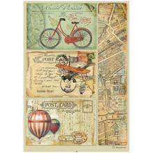 Stamperia A4 Decoupage Rice Paper - Around the World- Post Cards