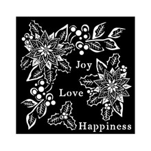 Stamperia Stencil 18X18CM- Christmas Joy, Love, Happiness