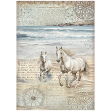 Stamperia A4 Decoupage Rice Paper - Silent Sea- Horses