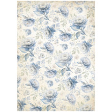 Stamperia A4 Decoupage Rice Paper - Timeless- Blue Flowers Pattern