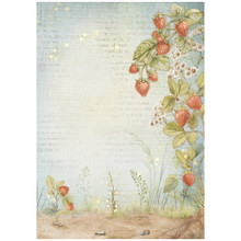 Stamperia A4 Decoupage Rice Paper - Hidden Grove- Strawberries