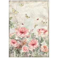 Stamperia A4 Decoupage Rice Paper - House of Roses- Roses and Butterfly