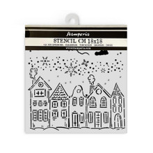 Stamperia Stencil 18X18CM- Classic Christmas- Houses
