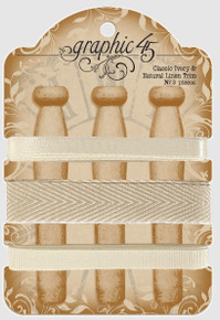 Graphic 45 Staples- May Arts Ribbon- Classic Ivory & Natural Linen Trim