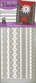 Hot Off The Press Dazzles Stickers -Lacy Border Silver