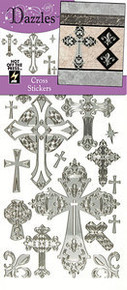 HOTP Dazzles Stickers CROSS SILVER 2036