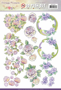 Jeanine's Art Vintage Flowers Punchout Sheet-Romantic Purple