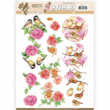 Find It Trading Jeanine's Art Birds & Flowers Punchout Sheet-Pink Birds
