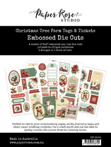 Paper Rose- Embossed Die Cut - Christmas Tree Farm Tags & Tickets