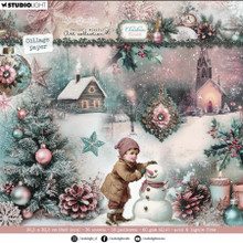 Studio Light- Jenine's Mindful Art Collection- Christmas Blush- Collage Backgrounds & Elements 8x8 Single-sided