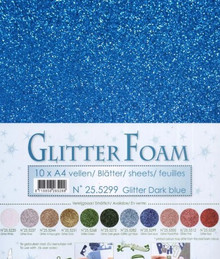 Leane Creatif 10 Glitter Foam Sheets A4 - Dark Blue 25.5299
