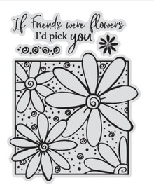 Couture Creations - Friends & Flowers Stamp & Colour Outline Stamps 4pc