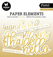 Studio Light Paper Elements Sentiments Gold Foil Essentials 35pc