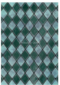 Decoupage Queen- Dainty and the Queen- Teal Handpainted Harlequin A4 Rice Paper