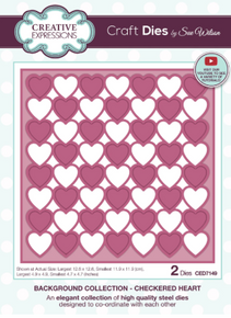 Creative Expressions- Sue Wilson- Background Collection- Checkered Heart Craft Die