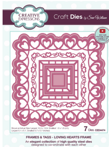 Creative Expressions- Sue Wilson- Frames & Tags Collection- Loving Hearts Frame Craft Die