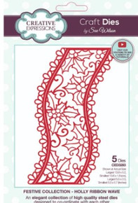 Creative Expressions- Sue Wilson- Festive Collection- Holly Ribbon Wave Craft Die
