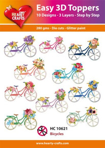 Hearty Crafts- Easy 3D Toppers Bicycles- 10 designs