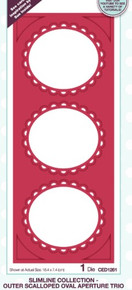 Creative Expressions- Sue Wilson- Slimline Collection- Outer Scalloped Oval Aperture Trio Craft Die